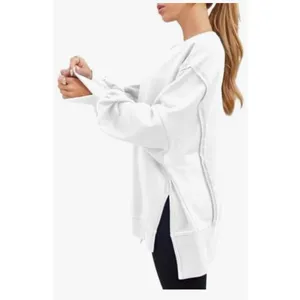 AUTOMET Womens Oversized Sweatshirts Casual Crew Neck Pullover Long Sleeve‎ Slit thumbnail 2