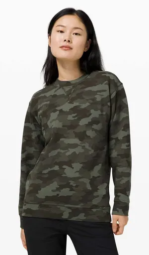 Lululemon Sz S All Yours Crew Fleece Heritage 365 Camo Green Twill Sweatshirt thumbnail 1