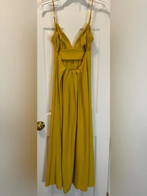 Asos Mustard Yellow Spaghetti Strap Maxi Dress thumbnail 2