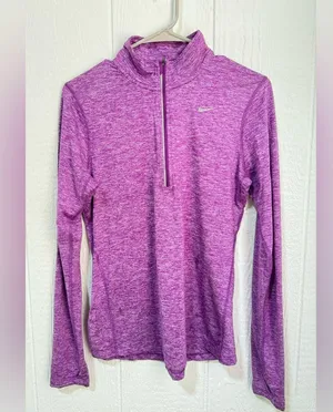 Nike Women's Heathered Purple Quarter-Zip Sweatshirt thumbnail 1