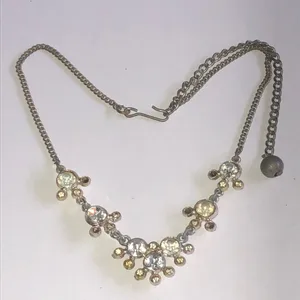 Vintage Rhinestone Accent Silver Tone Statement Necklace thumbnail 2