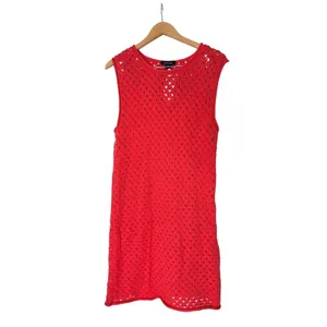 Sanctuary Red Crochet Knit Sleeveless Mini Shift Dress Size XL Lined NEW thumbnail 2