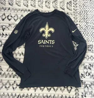 Nike NFL Shirt Team Apparel Saints New Orleans Football Black Gold thumbnail 1