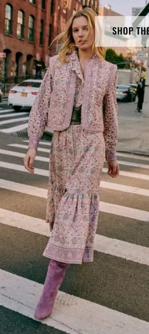 NWT sezane SEA NY ROXANNE midi DRESS EMILIA linen purple pink SZ40 US8 bust40 thumbnail 1