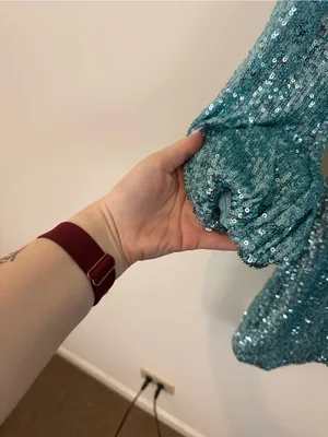 Alexia Admor Turquoise Blue Sequin Long Sleeve Mini Dress Size XS thumbnail 4