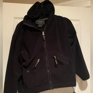 Coaco Black fleece jacket sweatshirt hoodie zip up Sz L thumbnail 1