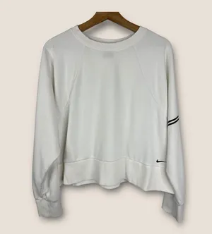 Nike Pro Womens size XL Dri-FIT Get Fit Crew Sweatshirt Cropped dd1955 White thumbnail 1