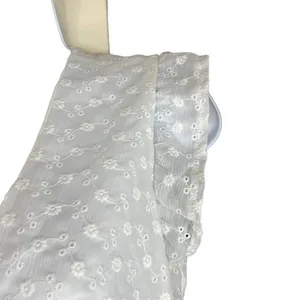 Idem Ditto White Eyelet Floral Crop Top Small‎ Peplum Ruffle Sleeve Plunge Neck thumbnail 5