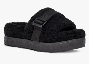 UGG Fluffita Black Platform Shearling‎ Slide Flatform Sandals thumbnail 1