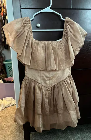 Sunkissed Gold/tan ruffle romper thumbnail 2