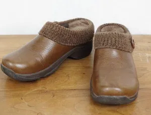 Dansko Brown Leather Cloth Trim Comfort Clogs EU 36 thumbnail 1