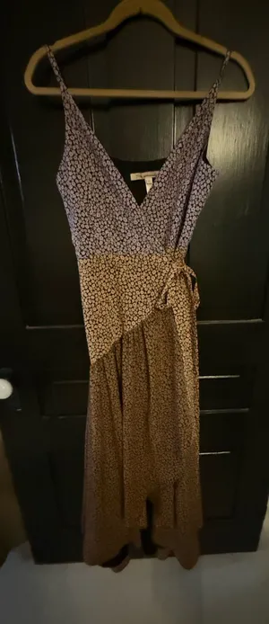 Floral Print Sleeveless Wrap Maxi Dress - Purple & Brown thumbnail 1