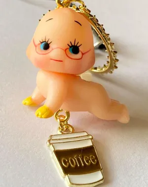 Handmade Kawaii retro y2k baby kewpie doll unisex phone strap/accessory/keychain/bag charm/display👼💚 thumbnail 3
