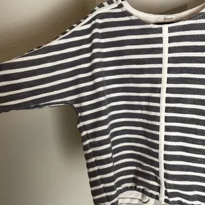 Madewell Gray White Striped Textured Cotton Top Back Zip Medium thumbnail 7
