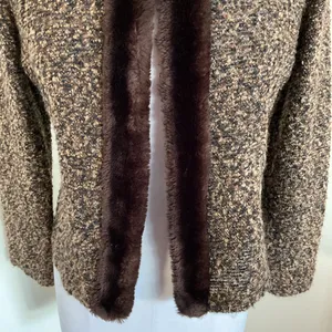 Rabbit Rabbit Rabbit Brown Bouclé Jacket with Faux Fur Trim Size 2 thumbnail 4