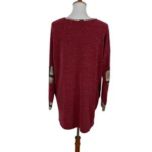 Eloges Red Knit Tunic Top Large Long Sleeve Sweater Boho Fall Casual thumbnail 4
