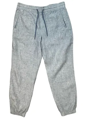 Athleta Womens Blue 100% Linen Jogger Pants Drawstring Elastic Waist Casual 12‎ thumbnail 1