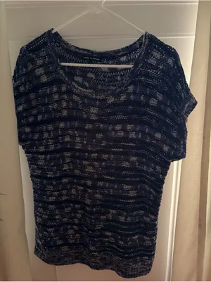 Cable & Gauge Blue Knit Top Size L thumbnail 1