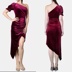 INSPR NY‎ Brittany Xavier Velvet One Shoulder Dress Whimsigoth Asymmetric NWT S thumbnail 2