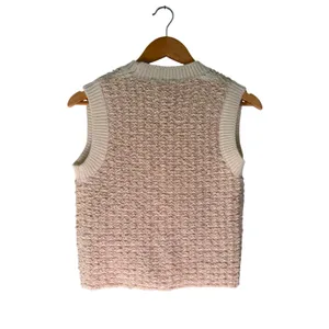 Heartloom Bouclé Sweater Vest Cream Ivory Pearl Button Front Pockets S thumbnail 9