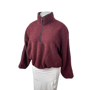 Old Navy Women's Red Faux Sherpa Fleece Half Zip Pullover Sweater Top Size XL thumbnail 3