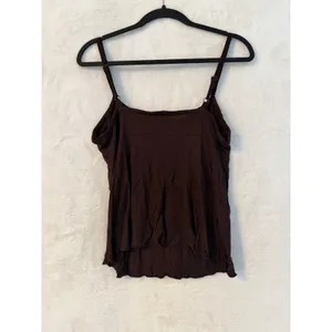 Xhilaration Brown Butterfly Sequin Cami Top Large Y2K Beaded Lettuce Edge Rayon thumbnail 6