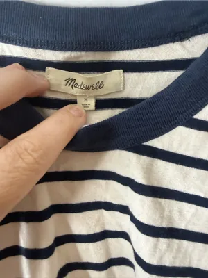 Madewell Navy and Cream Striped Long-Sleeve Tee with Embroidered Cuffs thumbnail 7