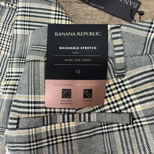 Banana Republic Checked Plaid Pants Wide‎ leg Womens Trouser size 10 thumbnail 5