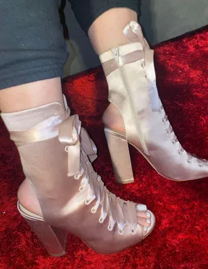 ALDO Satin Ribbon Lace Up Heels Pink 9 thumbnail 3