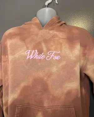 White Fox Hoodie Womens S/M Tie Dye Fleece Pullover Graphic Kangaroo Pocket thumbnail 1