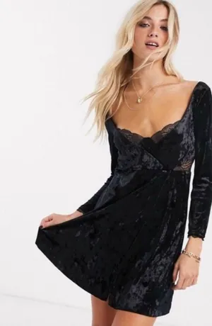 Free People Kat Velvet Mini Dress thumbnail 1