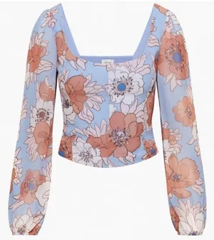 Aritzia Wilfred Grace Bustier Floral Cottage Soft Iris Cropped Poetic Top S thumbnail 1
