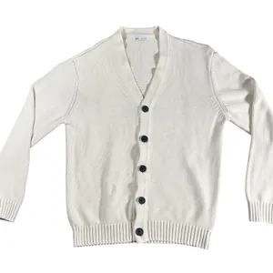Zara Men Cream Knit V-Neck Button Cardigan Sweater Size Large thumbnail 2