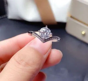18K White Gold Plated Adjustable 1.5 CT CZ Diamond Wedding Ring for Women thumbnail 1