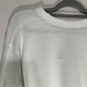 aerie crewneck cropped distressed white athletic sweater cotton blend thumbnail 2