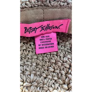 Betsey Johnson Womens Brown Black Paper Straw Floppy Sun Hat Rainbow‎ Trim OS thumbnail 4