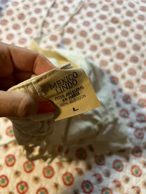 EUC Mexico Lindo 100% Cotton Beige Halter Crop Top size large thumbnail 4