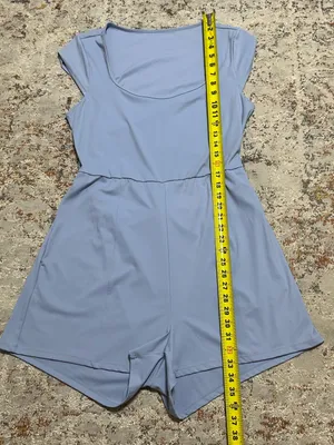 Halara SoftlyZero Airy U Neck Cap Sleeve Pocket Yoga Romper XL blue thumbnail 7