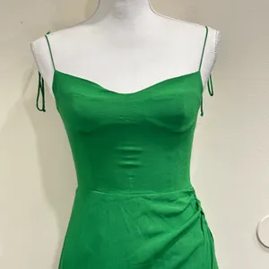 Reformation Kourtney Midi Slip Dress‎ Crepe Emerald Green Tie Straps High Slit thumbnail 3