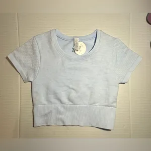 Offline By Aerie Crop Top Women's Size Small P Lined Light Blue Stretch Seamless thumbnail 3