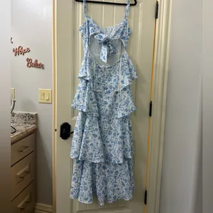 Hello Molly full of fun blue tiered maxi dress size L thumbnail 3