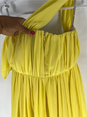 Miss Circle Paradise High Slit Yellow Chiffon Maxi Dress XS thumbnail 9