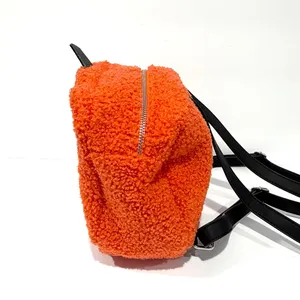 Dolls Kill Trickz N' Treatz Lets Get Lit Faux Shearling Pumpkin Backpack thumbnail 2