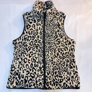 Chaps Ralph Lauren Leopard Fleece Vest Cozy Mob Wife Indie Sleaze Sz L Cabincore thumbnail 3