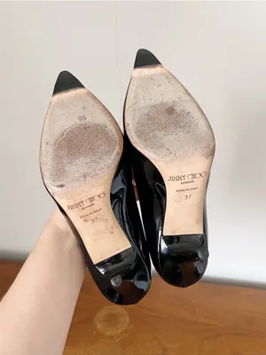 Jimmy Choo • Abel black patent leather pump stiletto heel 100mm point toe thumbnail 11