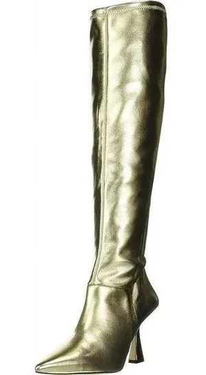 Franco Sarto sz8 Alta vintage nostalgic gold heeled boots calf sexy pointed toe thumbnail 1