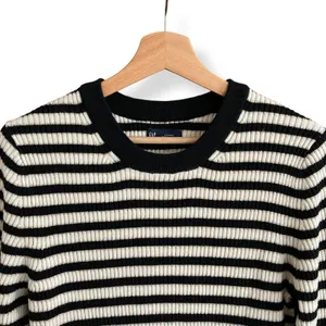 GAP Brooklyn Rib Knit Striped Crew Sweater - Black/Ivory/Gold thumbnail 7