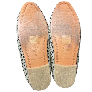 Clanni Calf Hair Polka Dot Mules Tassel Pointed Toe Tan Black Shoes Size 7.5 thumbnail 8