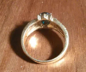 Simulated Emerald and White Crystal Gold Plate Ring (Size 10) thumbnail 11