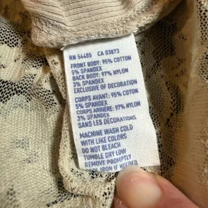 American Eagle Floral Lace Back Racerback Tank Top Ribbed Beige Tan M Y2K Ribbed thumbnail 4